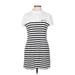 DKNY Casual Dress - Mini Mock Short sleeves: White Print Dresses - Women's Size Medium