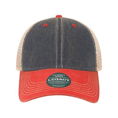 LEGACY OFAY Youth Old Favorite Trucker Cap in Navy Blue/Scarlet Red/Khaki size Adjustable | Cotton/Polyester Blend