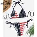2023 Bikini Mujer donne Bikini costumi da bagno Beach Wear bandiera americana Bikini 3D stampato