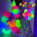 10/20/30Pcs Neon Happy Birthday Balloons 12 pollici UV Glow Balloons Blacklight Latex Globos Kids