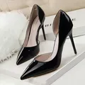 BIGTREE Scarpe Tacchi in pelle verniciata 2025 Moda Donna Décolleté Stiletto Scarpe da donna Scarpe da festa sexy Donna Tacchi alti 12 colori