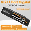 Switch Ethernet di rete POE Gigabit completo Hub non gestito 120W 8 POE +2 RJ45 +1 porte SFP uplink 1000Mbps 802.3 Af per CCTV