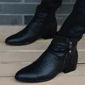 Stivaletti alla moda uomo scarpe alte con Zip scarpe eleganti nere stivali autunnali stivali in