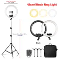Anello luminoso a LED per selfie da 18 pollici/45 cm con supporto per microfono Illuminazione di riempimento Accessorio per luce di ricarica USB Treppiede per trucco dal vivo