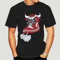 Nuovi uomini Chicago scarpa Bull Red White Hip Hop T-Shirt lunga T-Shirt nera divertente T-Shirt