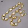 GuaiGuai Jewelry collana di perle Keshi barocche coltivate naturali Keshi Pearl set di orecchini con