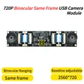 GXIVISION Modulo telecamera USB VR stereo 3D 720P con doppio obiettivo, 2560x720 30 fps, stesso fotogramma sincronizzato, linea di base regolabile, per Windows/Linux/Android