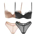 Set reggiseno e perizoma in pizzo di raso alla moda per le donne Lingerie Sexy Plus Size reggiseni