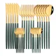 Set di posate in oro verde Set di stoviglie a specchio Set di posate in acciaio inossidabile coltello da tavola forchetta cucchiaio stoviglie per servizio a casa per 6