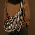 Nuova borsa postino retrò coperta a righe borsa etnica una spalla inclinata borsa a tracolla borse