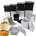 6 7 7.5 8 9 10 cm Cubo Quadrato Liscio Antiaderente Perdite Anodizzazione Scatola di Pane In Alluminio Stampo con Coperchio Torta Toast Maker Bakeware FAI DA TE