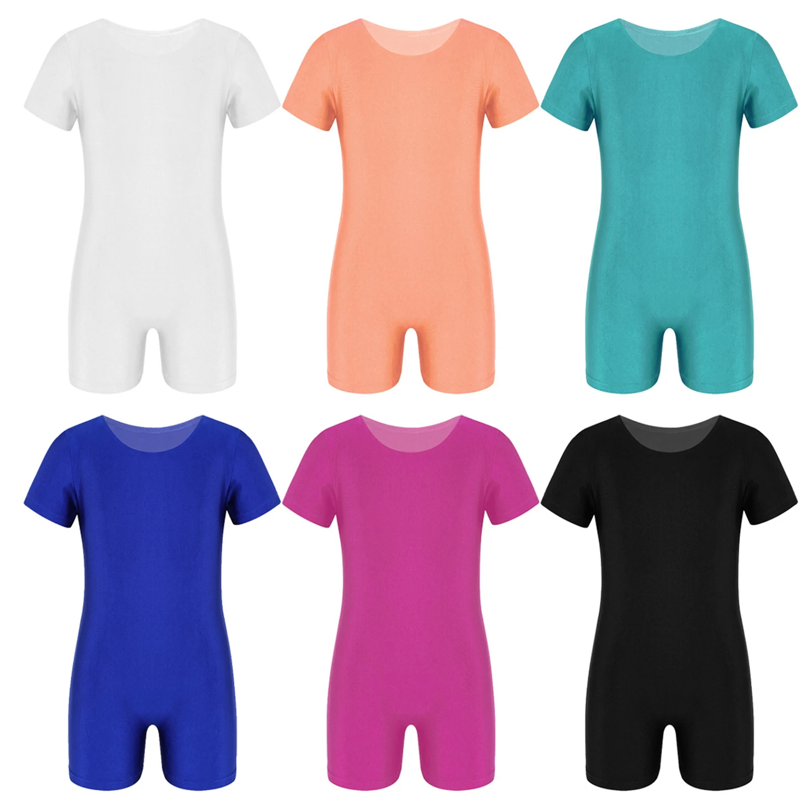 Bambini ragazze balletto body body Costume da balletto maniche corte balletto danza ginnastica body tuta Unitard Dancewear