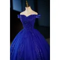 Summer New Blue Quinceanera abiti Luxury Off spalla Party Dress elegante Flower Ball Gown Classic