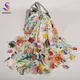 BYSIFA | Bianco 100% sciarpa di seta di gelso scialle donna nuovo Design floreale scialle lungo