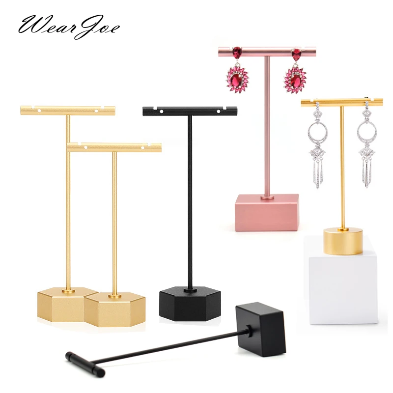 Gioielli moderni Orecchini Espositore Supporto T Bar Rack Torre Staffa per orecchini in metallo Organizzatore Orecchini a bottone Scaffale portaoggetti sospeso