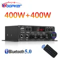Woopker AK390 BT 5.0 Amplificatore di potenza HiFi 400Wx2 Stereo Digital AMP BASS Lettore multimediale Supporta radio FM Ingresso microfono AUX