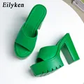 Eilyken Green Roma Style Platform pantofole con tacco alto donna Casual Peep Toe Fashion Ladies