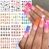 Raging Fire Flame Nail Water Stickers capodanno inverno Red Love Heart Design Gradient Watermark