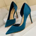 BIGTREE Scarpe Décolleté da donna sexy Nero Blu Nastro Tacchi da donna Tacchi alti in seta Scarpe da donna Tacchi a spillo Scarpe da donna da 9,5 cm