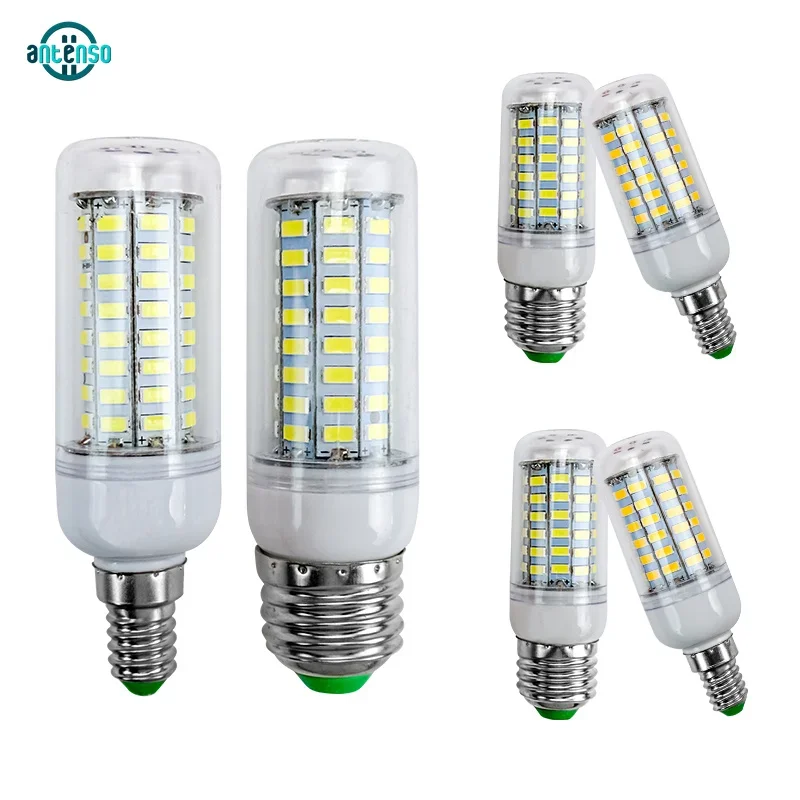 Lampadina a LED E27 E14 Lampadina a candela a LED AC 220V Lampada da tavolo Lampada a mais Led 24 36 48 56 69 72led Bombilla Lampadario Illuminazione