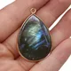 Pietra naturale Flash Labradorite Ciondolo Charms Ciondolo a forma di goccia d'acqua Collana fai da te Creazione di gioielleria raffinata Dimensioni all'ingrosso 22x40mm