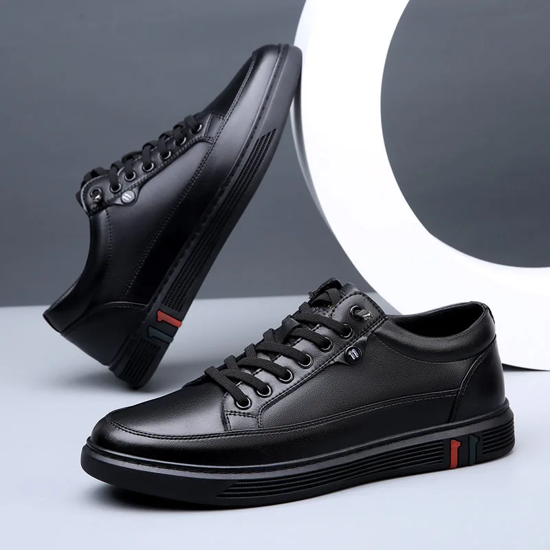 Primavera Autunno Scarpe in vera pelle da uomo Calzature in morbida pelle Scarpe casual da uomo piatte Calzature maschili di marca Nero Marrone A4906