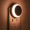 Luce notturna rotonda Plug-In sensore notturno luce notturna intelligente camera da letto cucina di