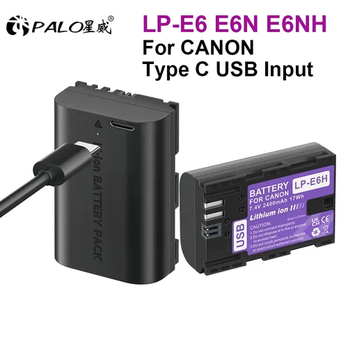 PALO Bulit-in USB LP-E6 LP E6 LPE6 LP E6N Batteria Akku per Canon 5D Mark II III 7D 60D EOS 6D 70D 80D EOS 5DS R Telecamere