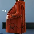 Autunno inverno imitazione visone pile donna cappotto con cappuccio medio lungo Cardigan lavorato a