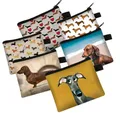 Cartoon Animal Hound Dog borsa per cambio per bambini borsa per carte semplice in poliestere borsa