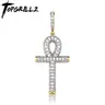TOPGRILLZ Solid Back Ankh Cross collana uomo donna Hip Hop ciondolo Iced Out AAA + Bling CZ Stone