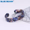 Moda acetato guscio di tartaruga Vintage acrilico braccialetti aperti bracciali blu moda donna