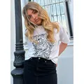 T-Shirt grafica estetica donna cotone manica corta t-Shirt moda allentata t-Shirt 2023 vestiti