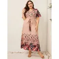 2023 donne estate abito lungo scollo a V manica corta stampa floreale Boho Beach Dress Curvy donna