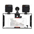 Andoer Video Rig Kit gabbia per Smartphone con luci a LED microfono Shock Mount schermo del vento