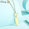 QIMING Stainless Steel Microcentrifuge Necklace Biology Jewelry Test Tube Heart Necklace Eppie
