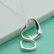 Valentine Day Gift 925 Sterling Silver Connected Heart Couple Heart Pendant Necklace for Women