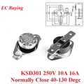 5pc KSD301 250V 10A 16A Normalmente Chiudi Termostato Temperatura Interruttore di Controllo Termico Sensore 40 50 60 70 80 90 100 110120 130DegC