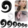 2Pcs Acrylic White Black Spiral Ear Taper Gauges Stretching Ear Plug Tunnel Ear Expander Piercing