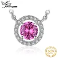 JewelryPalace Round 1.1ct Created Pink Sapphire 925 Sterling Silver Pendant Necklace for Women