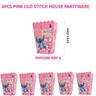 Pink Lilo Stitch Party set 6 pezzi scatola di Popcorn per anniversario anniversario di matrimonio