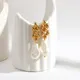 AENSOA 2022 Vintage Geometric Pearl Long Drop Earrings for Women Unique Hollow Watch Strap Chain