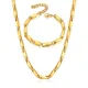Trendy Gold Plated Jewelry Set Stainless Steel 3mm/5mm Link Chain Necklace Bracelet Sets For Men