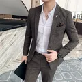 (Blazer + Pants) abito da uomo scozzese formale di marca di fascia alta abito da sposa sposo smoking