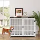 Heavy Duty Dog Kennels Metal Wooden Dog Crate End Table Furniture Style Pet Cage with Three Doors