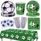 Football Soccer Disposable Tableware tablecloth Soccer party Cups Plates Banner Boys soccer theme