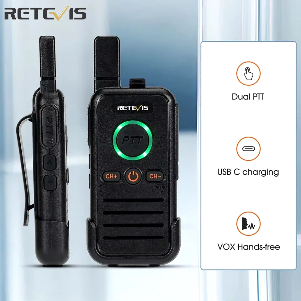 Walkie Talkie Dual PTT Walkie-talkie professionale portatile PMR446 Radio bidirezionale VOX USB C per ristorante dell