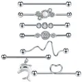 1PC Steel Industrial Barbell Long Earring Piercing Bar Scaffold CZ Ear Cartilage Helix Tragus