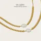 YACHAN 18K Gold-Plated Stainless Steel Necklace for Women Vintage Pearl Collarbone Choker Trend
