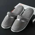 Hotel Slippers Non-slip Coral Fleece Slippers Sweat-absorbent Warm Slippers Home Guest Shoes Men